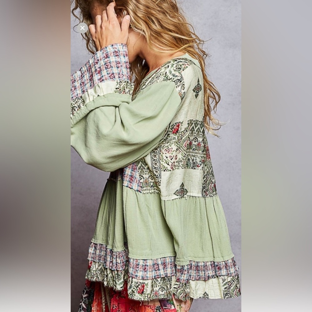 POL Multicolor Patchwork Blouse NWT - image 4